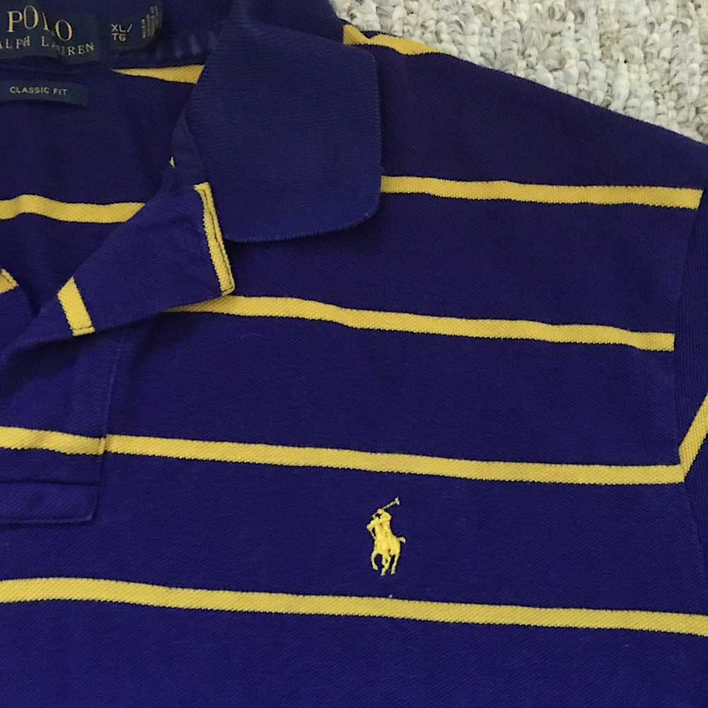 Polo Ralph Lauren Dark Blue and Yellow Striped Polo